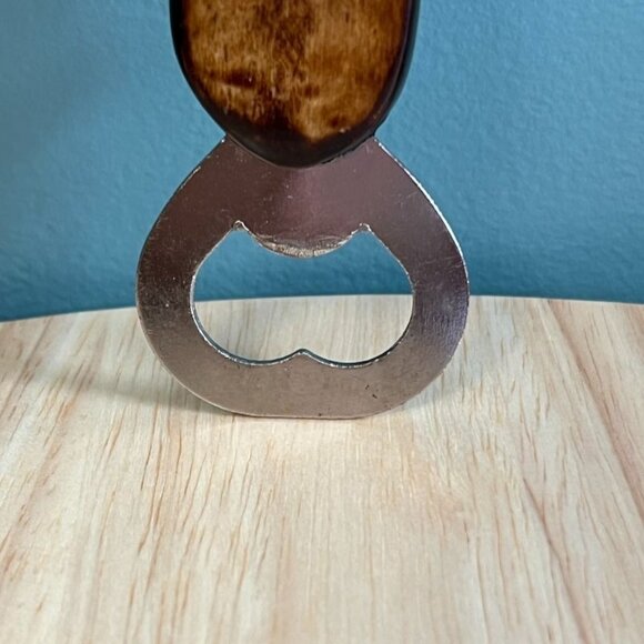 Vintage Carved Tribal Mask Face Bottle Opener Natural Handle & Metal Cap Remover - Picture 6 of 13